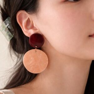 Mango Peach and Burgundy Drop Earrings